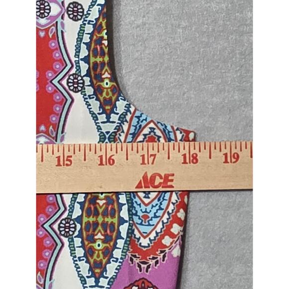 Paperwhite Silk Slip Maxi Dress Women's 6 Boho Tribal Print Sleeveless A-Line - Picture 5 of 7